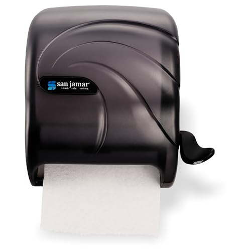 San Jamar Element Paper Towel Dispenser, Manual Lever Roll Storage Solution for Bathroom and Kitchen, 12.75″ x 12.5″ x 8.5″, 1 Count, Black Pearl